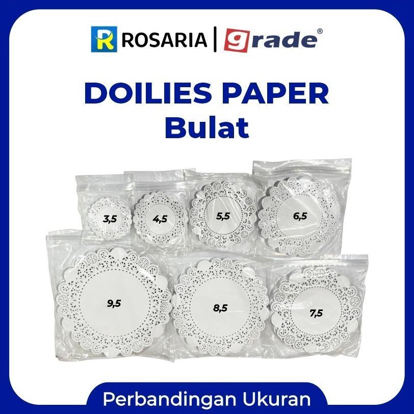 Doilies Paper 7,5 Grade Bulat Putih Alas Isi 250 Pcs Kertas Renda Tatakan Kue Doyleys Ready Stok
