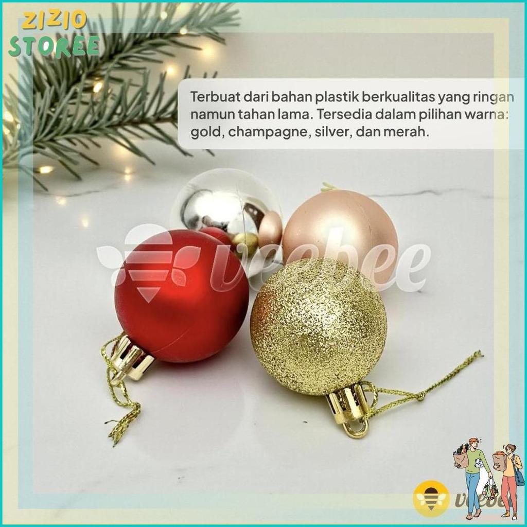 Top Seller Bola Natal Plastik 4cm Isi 12pcs (V24) | Hiasan Pohon Natal | Christmas Ornament | Bola D
