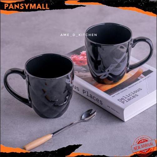 Cod Mug Souvenir/ Mug Bijian Keramik Hitam 600 Ml