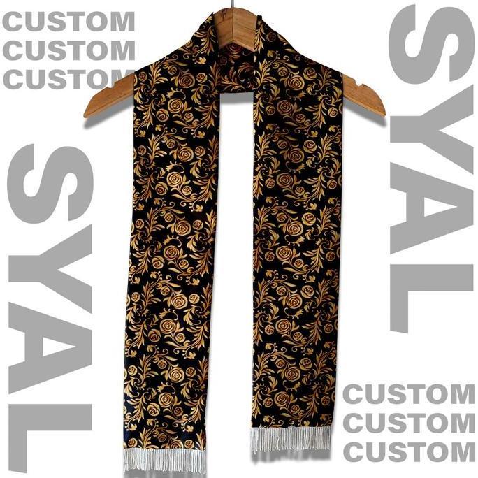 Syal Batik Gold Flower - Syal Batik Scraft Scarf Leher Pria Wanita Unisex