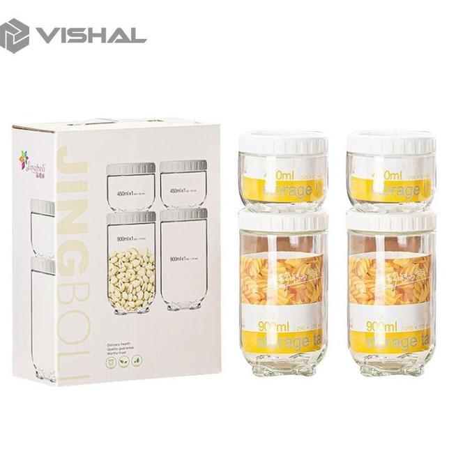 4 In 1 Toples Kaca Set Canister Toples Satuan Seal Sna Jar