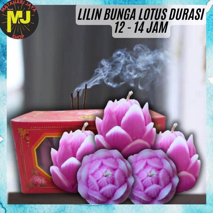 MJ Lilin Import Model Bunga Lotus Sepasang 12 Jam / Candle Lotus Pink 12-14 Jam