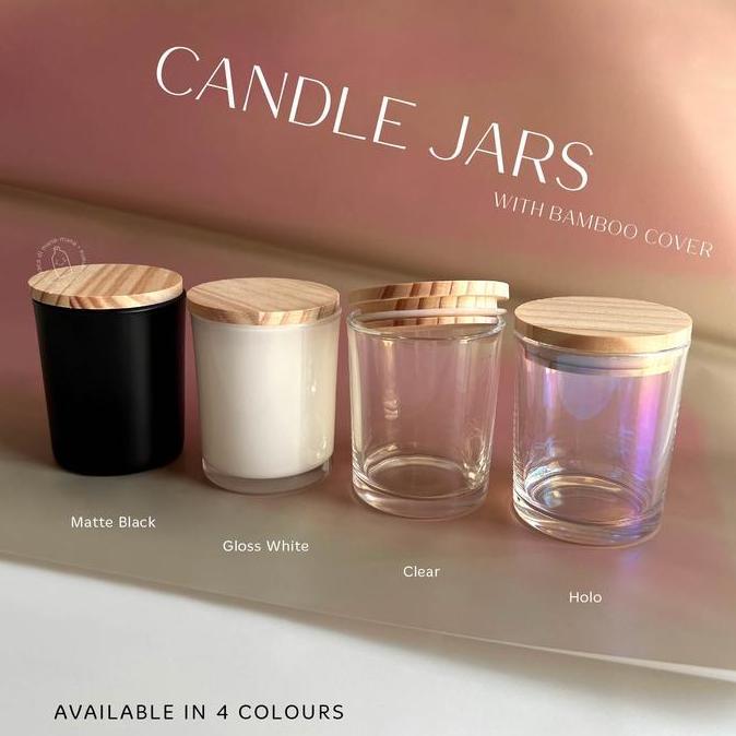 Gelas lilin Candle Jar Glass Aromatherapy Vessel termasuk tutup kayu k