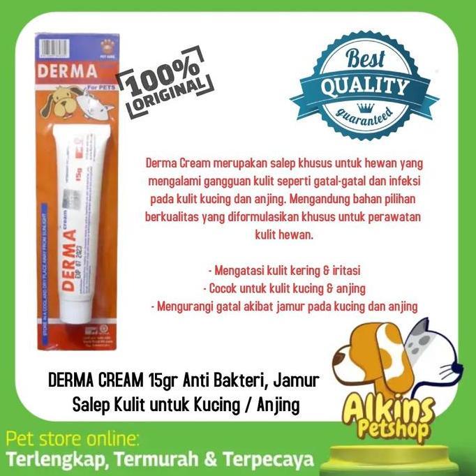 Derma Cream Gatal Gatal / Salep Kulit / Salep Jamur Anjing Kucing 15g