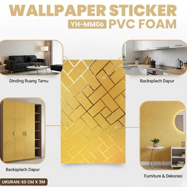 Wallr Foam Pvc Full Glossy Wallr Stiker Dinding Roll Ukuran 60Cm X 3 Meter Motif Bata Warna Glossy W
