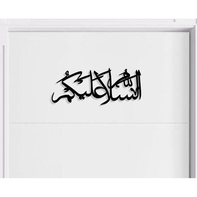 Tulisan Timbul Ukir Assalamualaikum Arab Estetik Rumah Dipasang di Dinding Kayu Pajangan Pintu Rumah