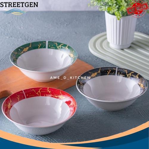 Hot Sale Mangkok Bijian Keramik 7" Motif Marble Emas