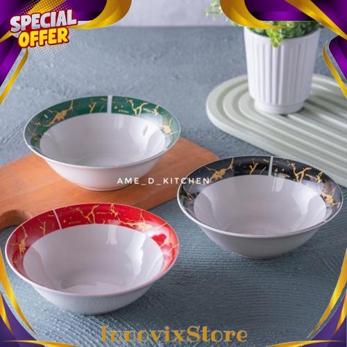 Cod Mangkok Bijian Keramik 7" Motif Marble Emas