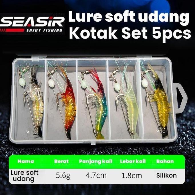 Seasir Undang Soft Lure Hook (9cm) shrimp Umpan Soft Lure 1 Set Soft Lure Umpan Pancing Tiruan Sudah