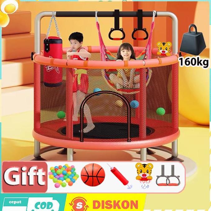 Trampoline Trampolin Anak 140cm120cm Lompat Trampolin Mainan Anak Fitness Outdoor/Indoor Bayi Toys