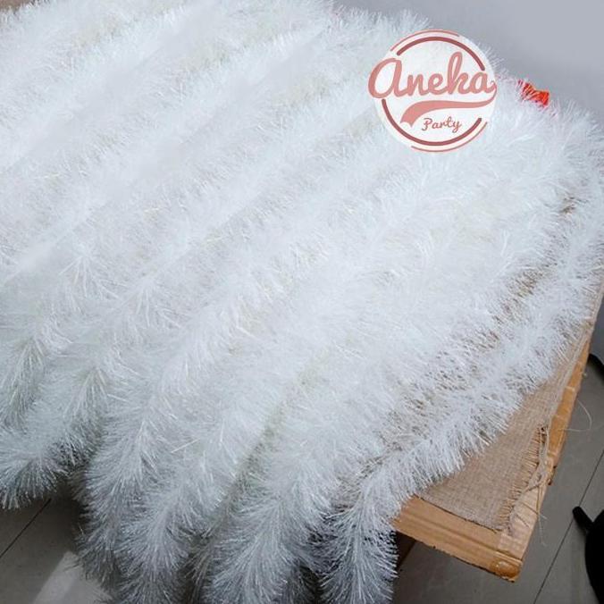 Slinger Natal Putih tebal 8 cm / Tinsel rumbai hias natal putih salju / slinger rumbai natal putih m
