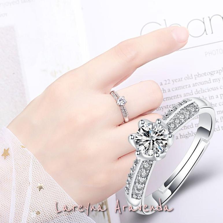 Pakaian Wanita- Cincin Wanita S925 Korea Style Mata Kristal Mewah Cc015 - Lingerie - Baju Dinas Mala