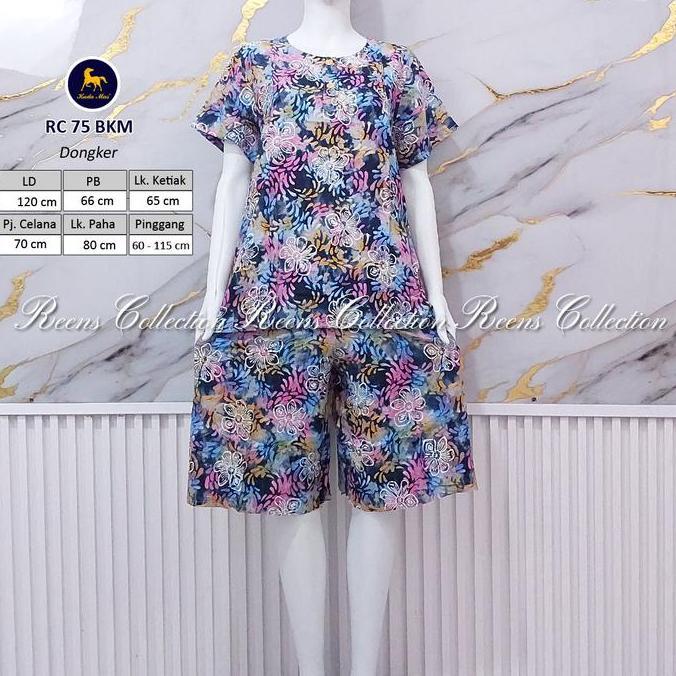 Promo Batik Kuda Mas Setelan RC 75 LD 120 cm | Piyama Celana Pendek Lengan Pendek Kancing Depan Busu