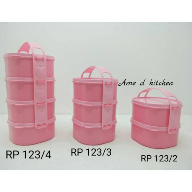 New Rantang Piknik Anak Susun 4 Pink Golden Lemon Rp 123-4