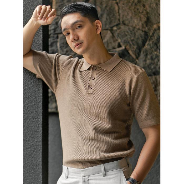 Gomuda Sweater Rajut Pria Cord Polo Button Neck Knitwear New Best Quality 100% Original