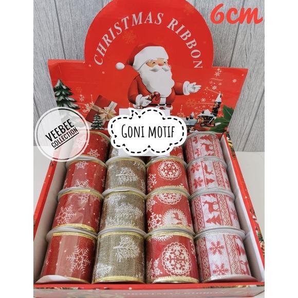 Sale Pita Motif Natal 6Cm Goni Motif Tile Motif/ Pita Roll Natal/ Ribbon