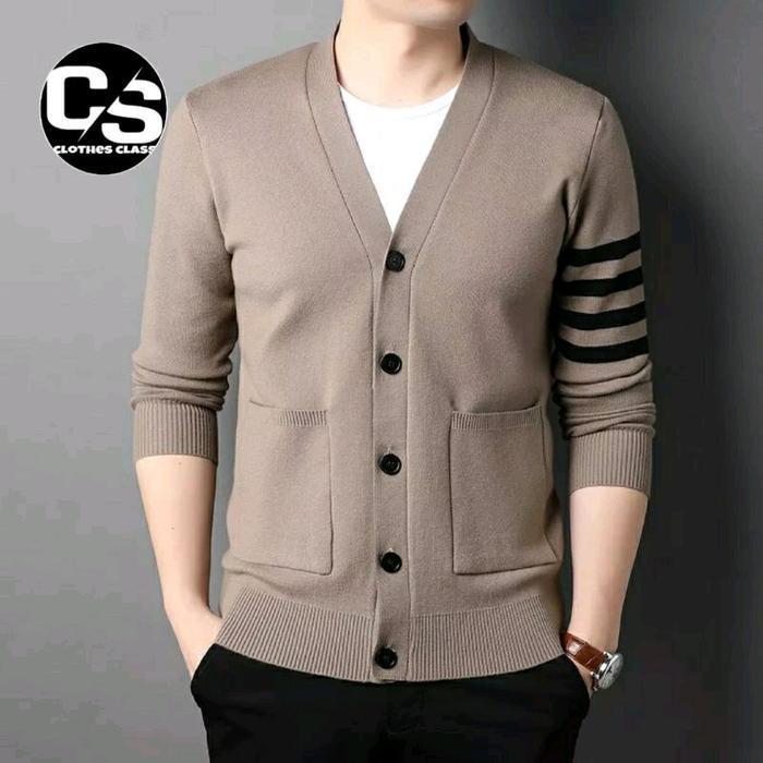 Sweater Rajutan Halus Slimfit Pria Lengan Panjang Premium Cotton - Tebal Kardigan Knitwear New Best 