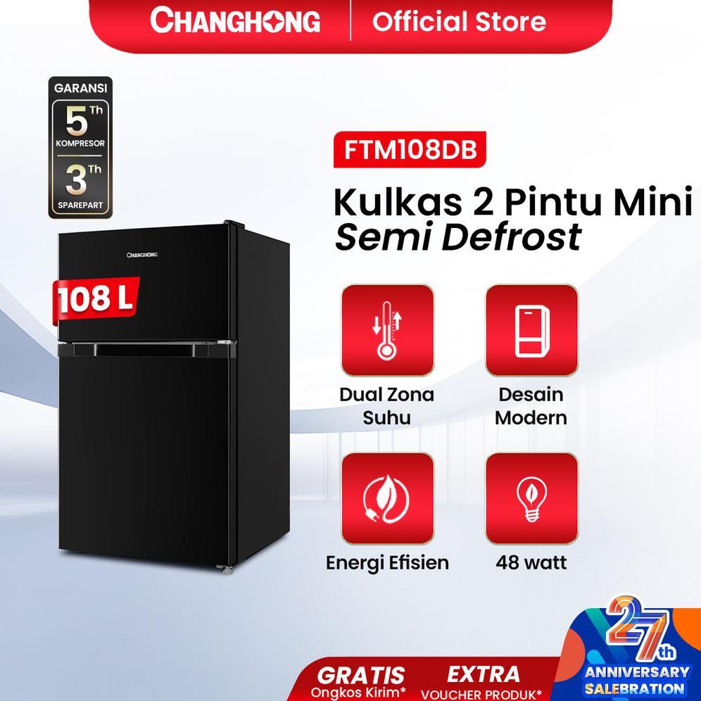 febylaran - changhong kulkas 2 pintu mini 18l ftm18db black semi defrost adjustable door