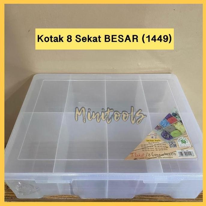 Kotak Plastik 8 Sekat Besar / Kotak Benang Besar / Green Leaf 1449