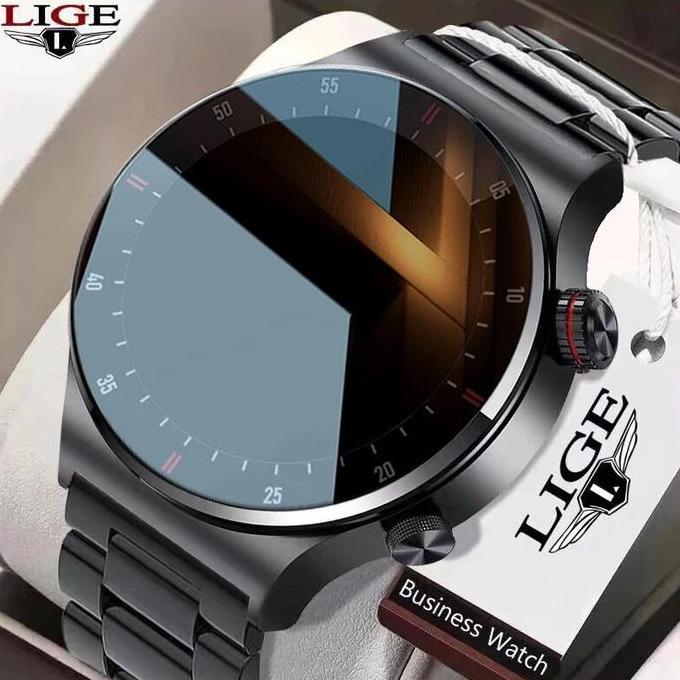 LIGE Jam Tangan Pintar Pria Panggilan Bluetooth Sentuh Penuh smart watch Olahraga EKG Pelacak Keseha
