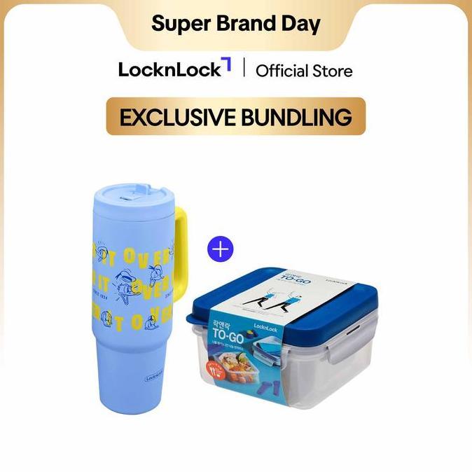 Terlaris Locknlock Exclusive To-Go Bundle Donald Duck Tumbler 900Ml + Lunch Box 1.2L