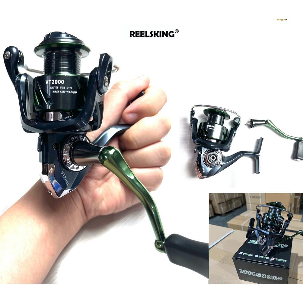 sd-5 POWER HANDLE GULUNGAN PANCING REELSKING VT 2000 -7000 WARNA HITAM HIJAU SPINNING REEL SPOOL MET