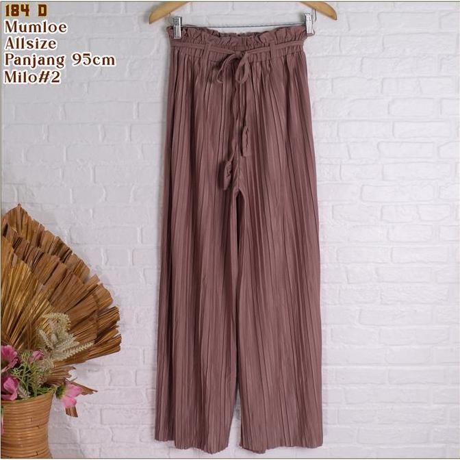 Promo Celana Kulot Tali Plisket Wanita Premium Model Lurus Bahan Mumloe - 184D Cod