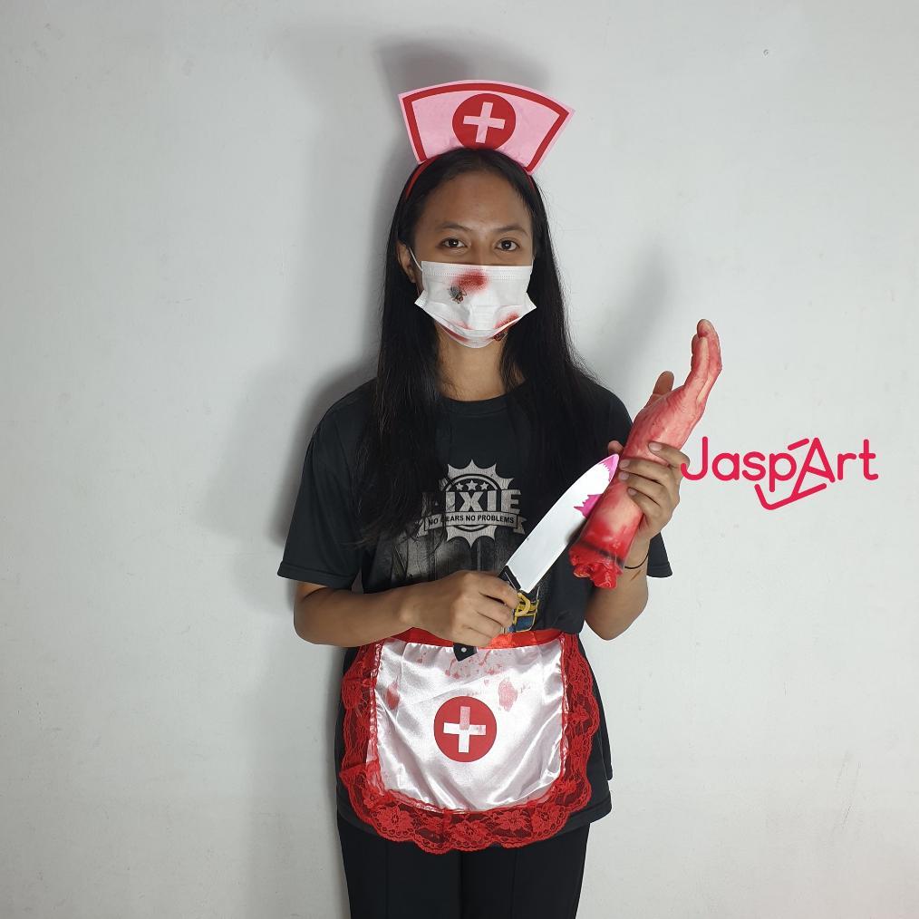 Kostum Bando Masker Suster Set Halloween Party Cosplay Hantu Suster Promo