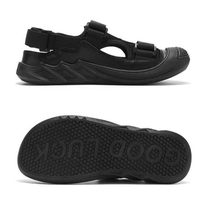 FED SANDAL PRIA OKAYAMA BLACK SENDAL ANTI LICIN BERVENTILASI UNTUK SANTAI OUTDOOR HIKING PANTAI HITA