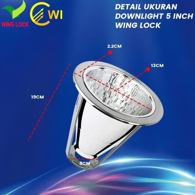 Kap Lampu Downlight 5 Inch Warna Silver Fiting Lampu E27 Downlight Kap Lampu Plafon