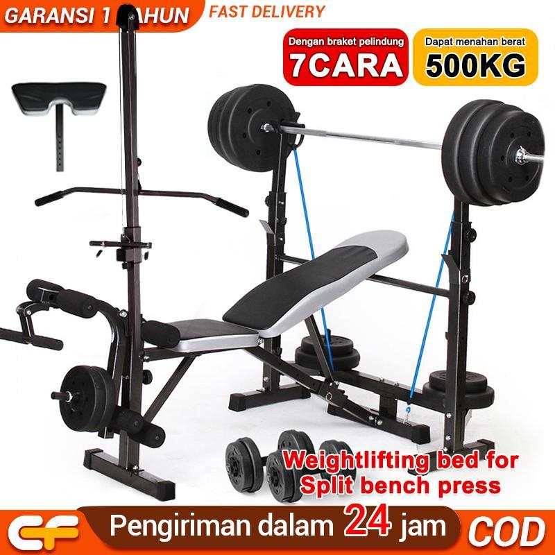 Bench Press Besa Adjustable Multi Gym Weight Bench Barbell Alat Olahraga Rumahan Fitness Gym