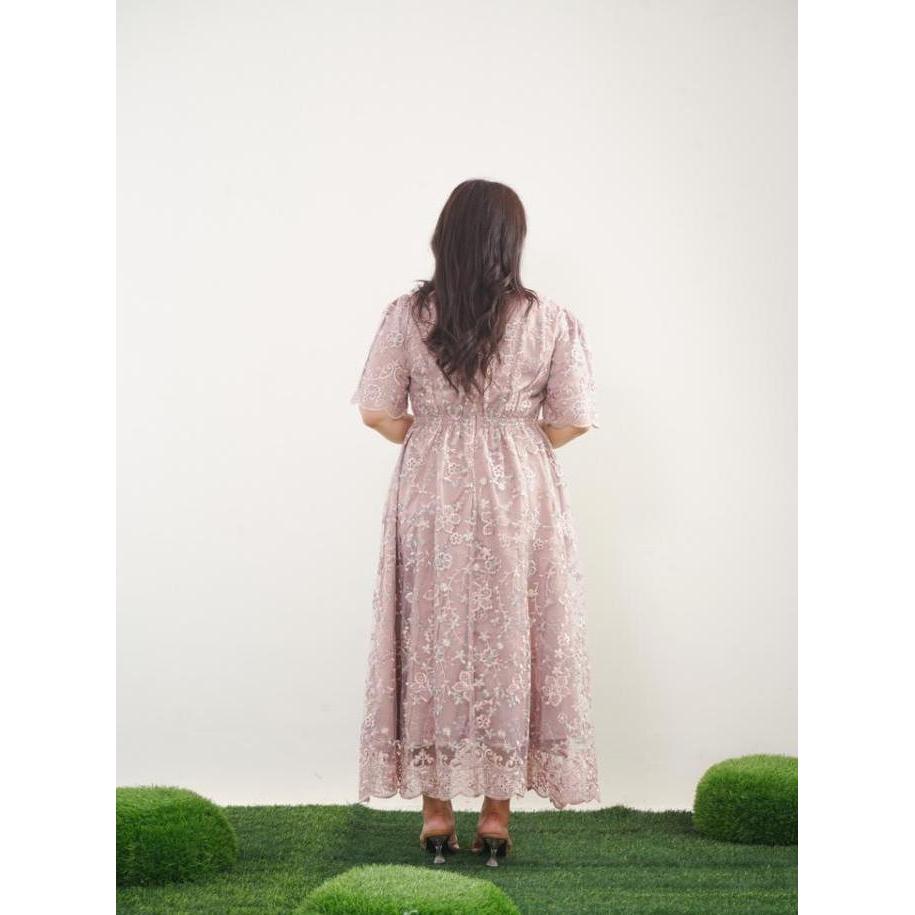 Xtramiles - Eudora Maxi Dress Pesta Brokat Premium BSize Plus Size Jumbo XL - XXXL