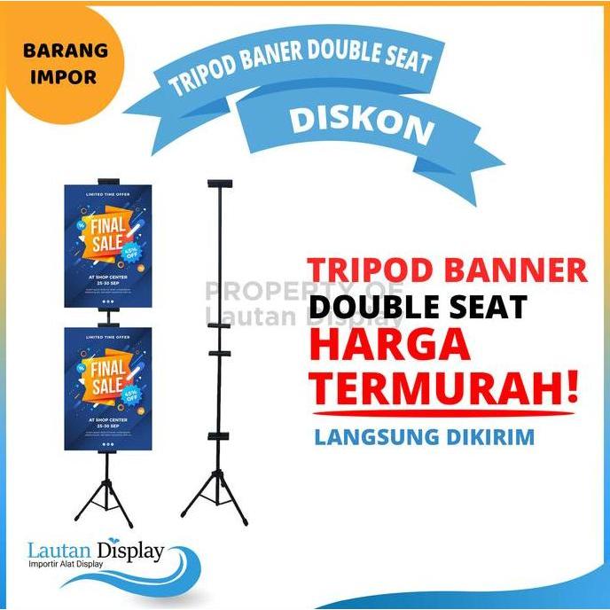 Diskon Stand Banner, Standing Banner Besi, Tripod Stand Banner Doubble Side
