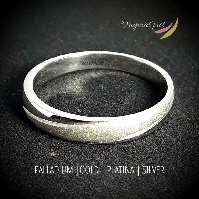Cincin Pria Premium | Platinum, Palladium, Perak 950 & Emas Putih/Kuning Nikah Tunangan SAN950 P756