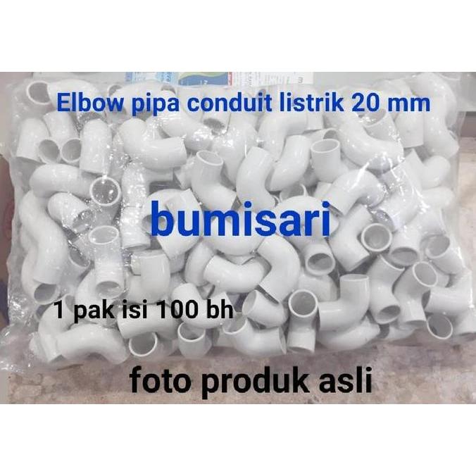 Elbow pipa conduit listrik 20 mm warna putih / Elbow conduit