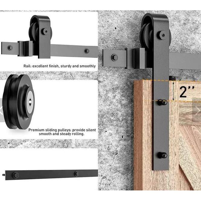 Pintu Geser Barn Door Sliding Besi Rel Pintu Geser Door Track 2 Meter