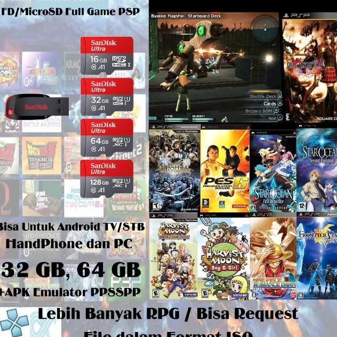 Flash Disk JETE / Micro SD Isi Game PSP + Emulator PPSSPP Untuk Android TV / HP Android / PC (16 GB)