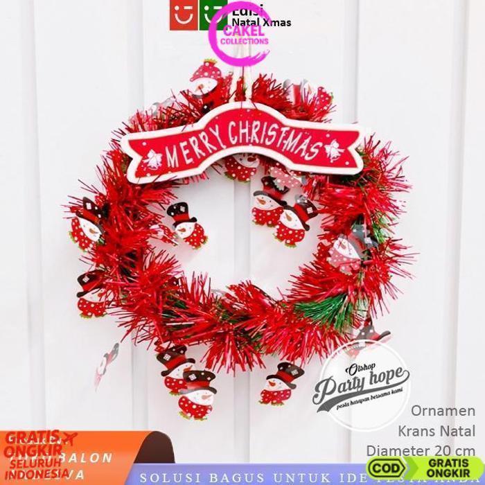 Diskon Hiasan Natal Krans Snowman / Ornament Natal Ring Karangan Bunga Natal / Dekorasi Natal Pintu 