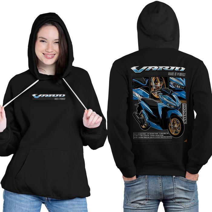 Hoodie Honda Vario 160 Blue Jaket Jumper Sweater Fleece Cotton Premium Quality High Hitam Lembut Nya