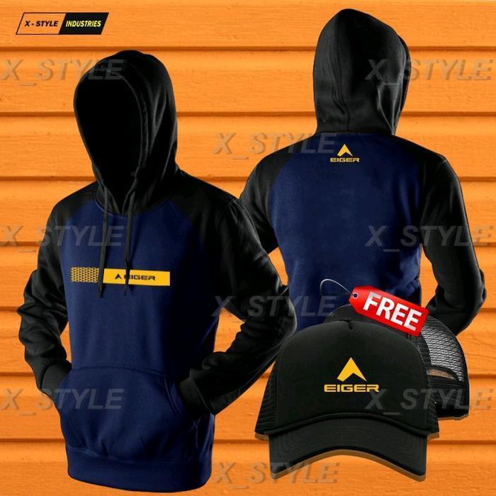 Jaket Hoodie Eiger All Size Pria Wanita X-Style Fleece Logo Nyaman Panjang Sweater Distro Zipper Hit