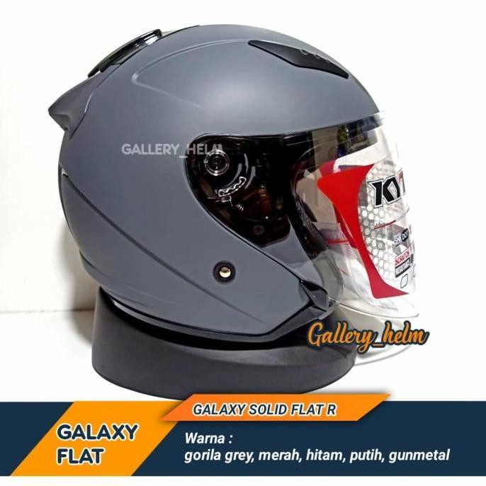 New- HELM KYT GALAXY GORILA GREY FLAT R | HELM KYT VISOR FLAT GREY DOFF -