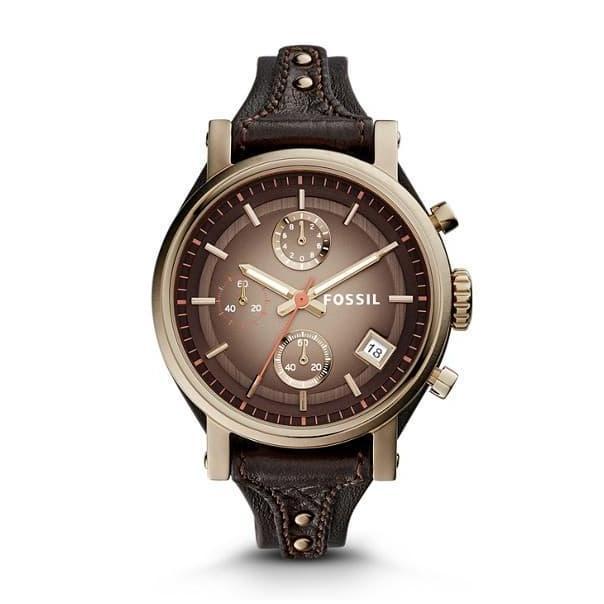 FOSSIL ORINAL BOYFRIEND CHRONOGRAPH BROWN LEATHER WATCH - ES3907