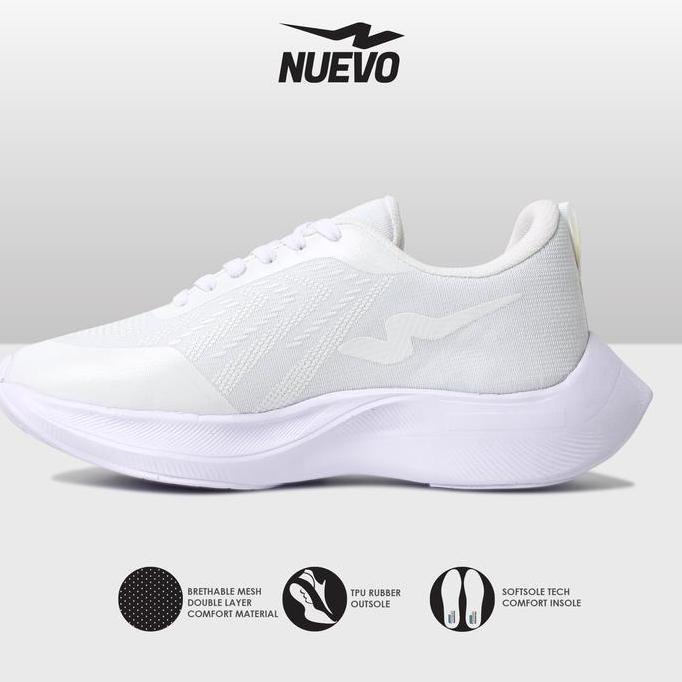 Nuevo | Sepatu Running Pria Nuevo Velocity Sneakers Putih Lari Jogging Outdoor