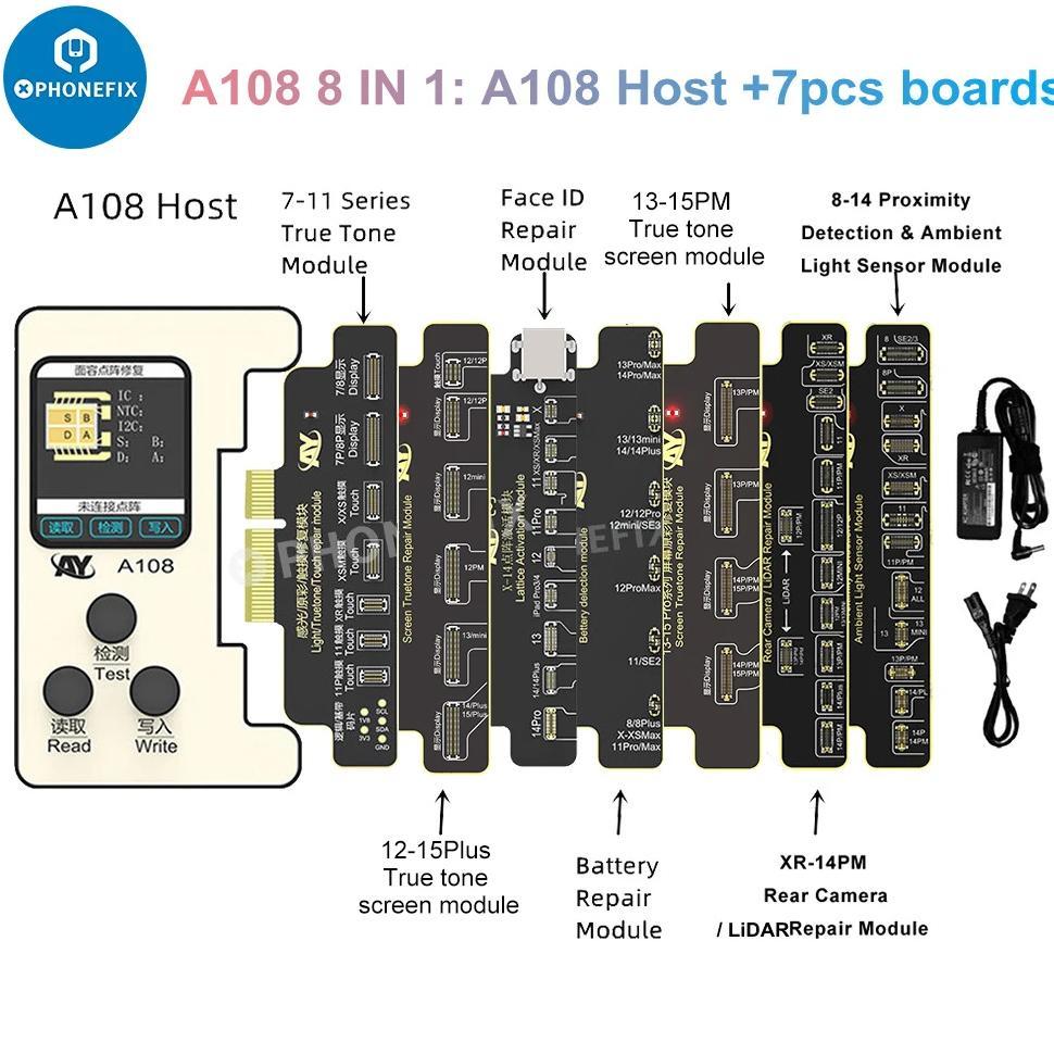 AY A108 Non-removal Face ID Flex Cable A108 BOX Programmer Kit Tools for iPhone 8 - 14 Pro Max True 