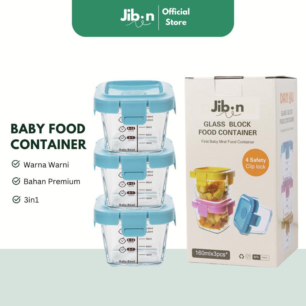 [ JIBIN ] Tempat Mpasi Kaca 3PCS Wadah Mpasi Kaca Wadah Mpasi Tahan Panas BPA Free Food Container Mp