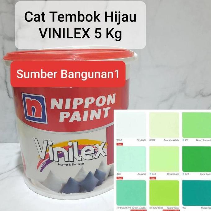 Cat Tembok VINILEX bunga 5Kg hijau tua muda bolu pandan nippon paint