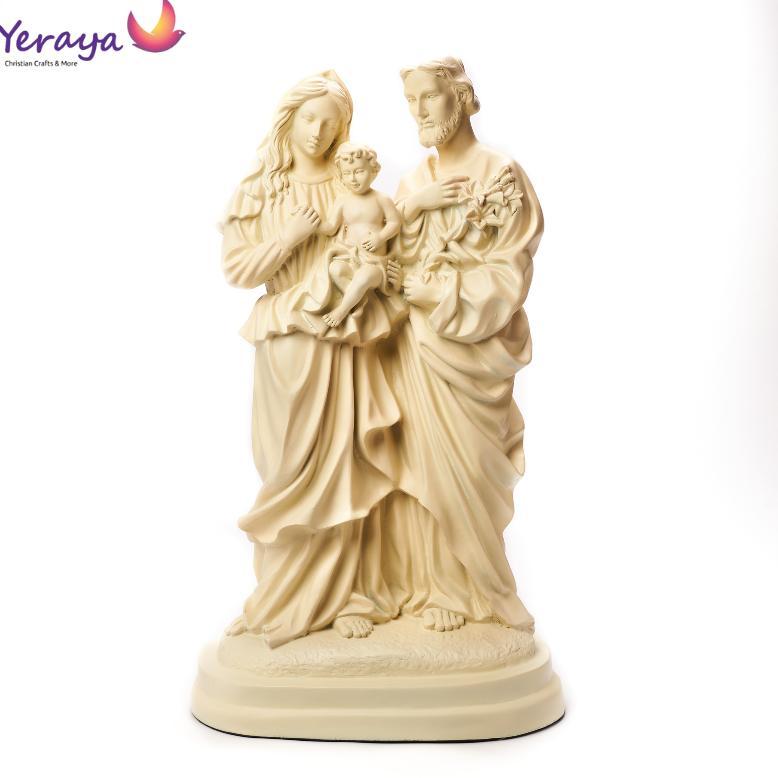 Patung Rohani Katolik Keluarga Kudus Pajangan Gereja Polos Cream SF 60cm