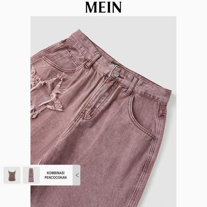 Celana Jeans Wanita Baggy Pink Bintang Fuji Inspired Look 6169B MEIN PREMIUM