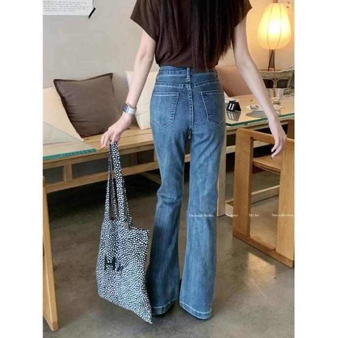 Korea Cutbray Jeans Hhwaist Celana Jeans Wanita Kekinian Seksi