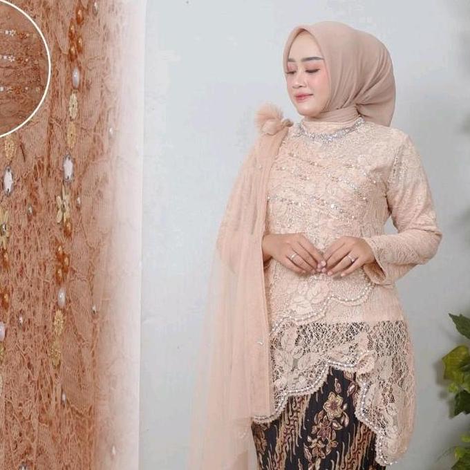 Atasan Aja Kebaya Brokat Selena Payet Slendang Tille Polos Baju Pesta Wisuda kebaya remaja Pengantin
